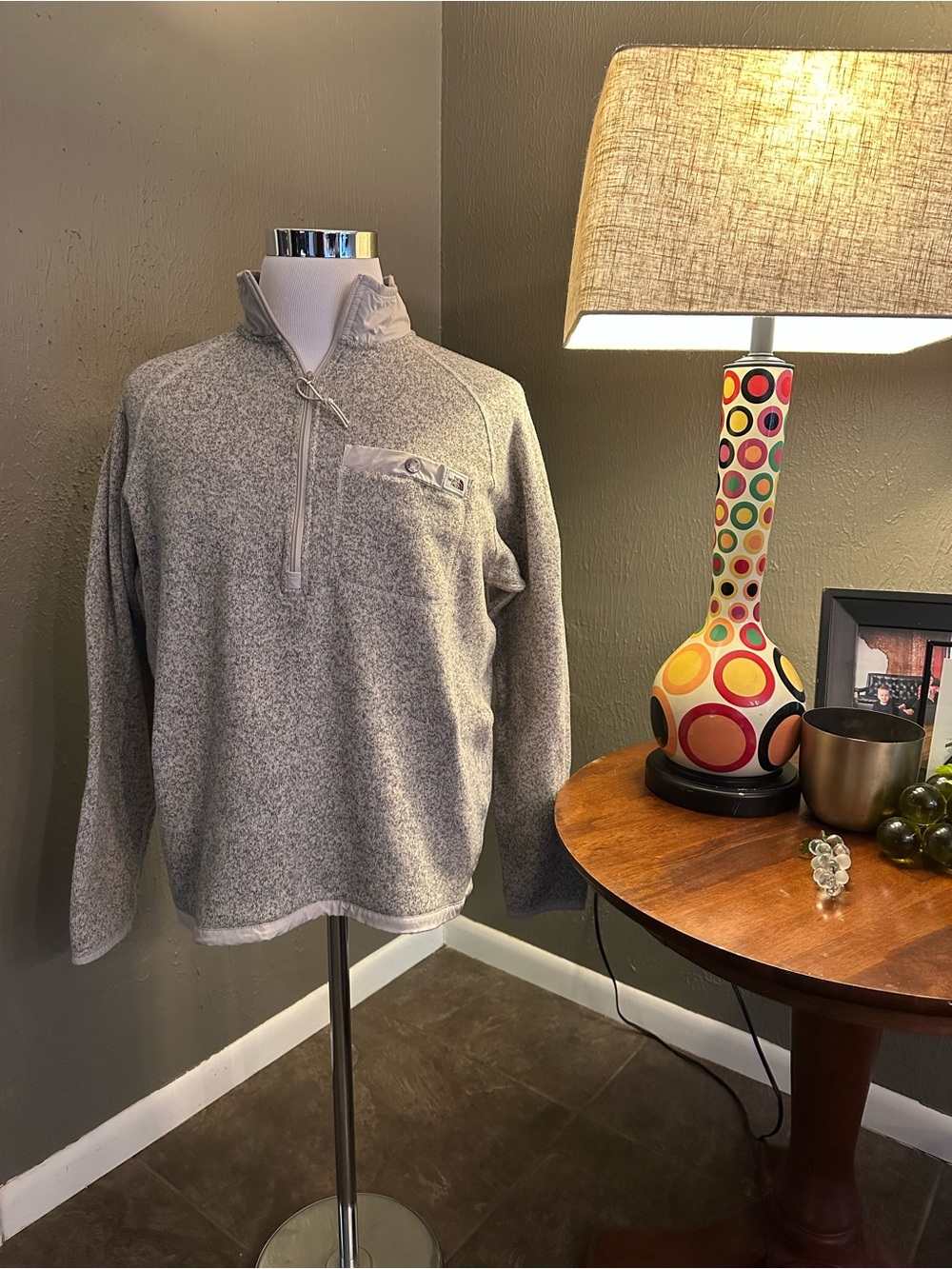 The North Face Men's Light Gray Half-Zip Knit  Pullover